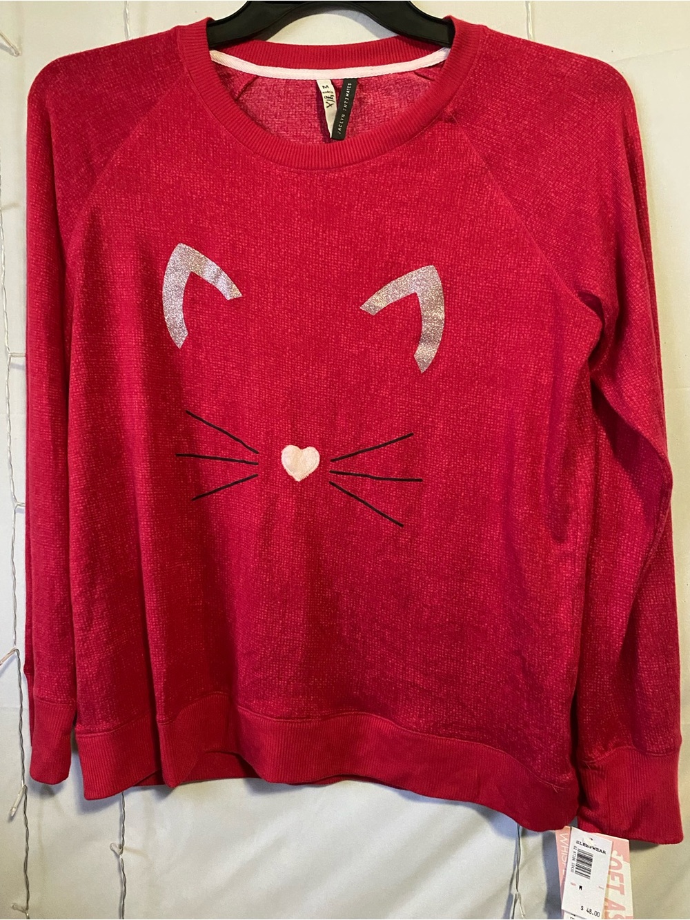 Women’s Red Cat Face Pullover Sweater